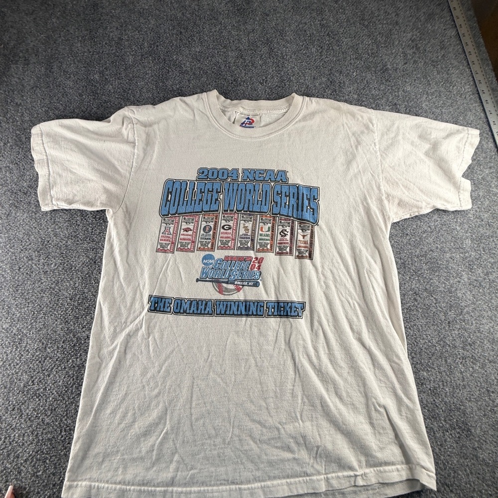 Vintage 2004 NCAA College World Series Omaha Winning Ticket T-Shirt White Large